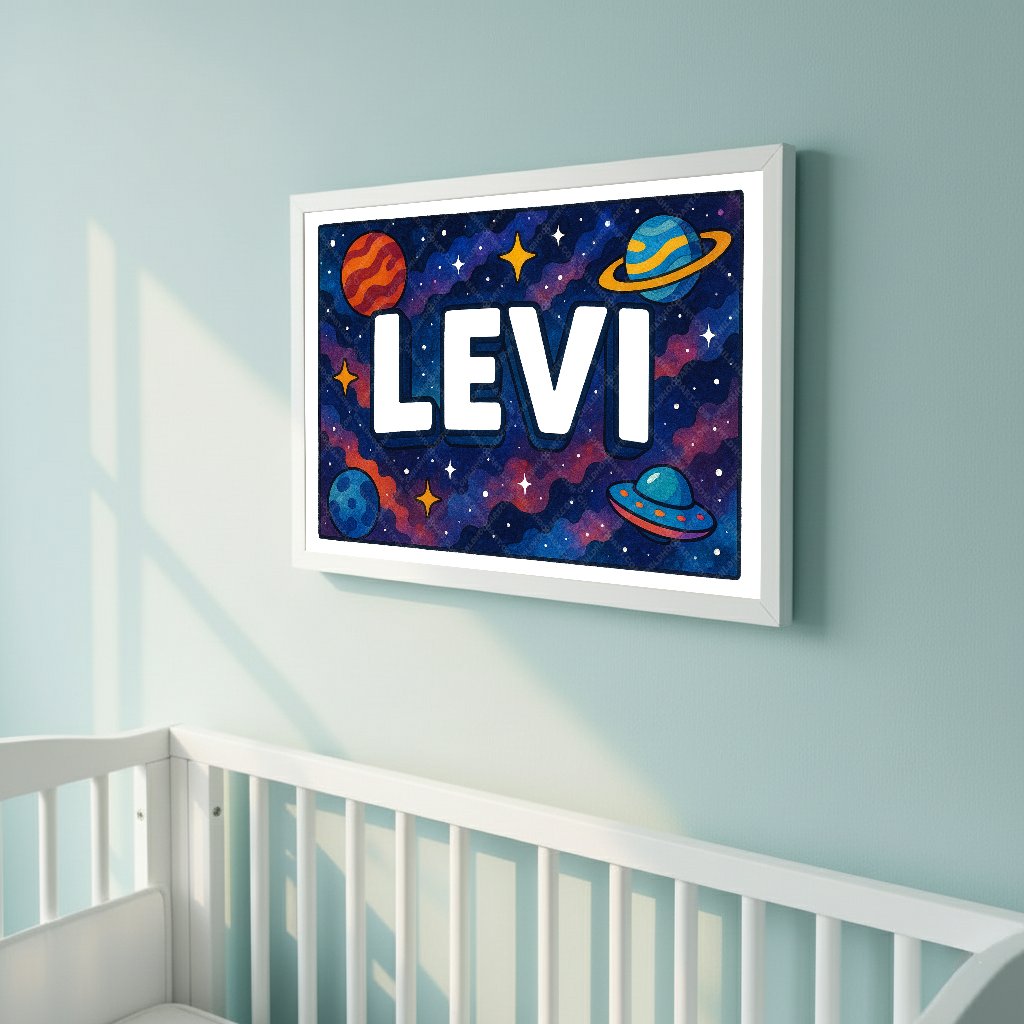 Personalized space name art for Levi