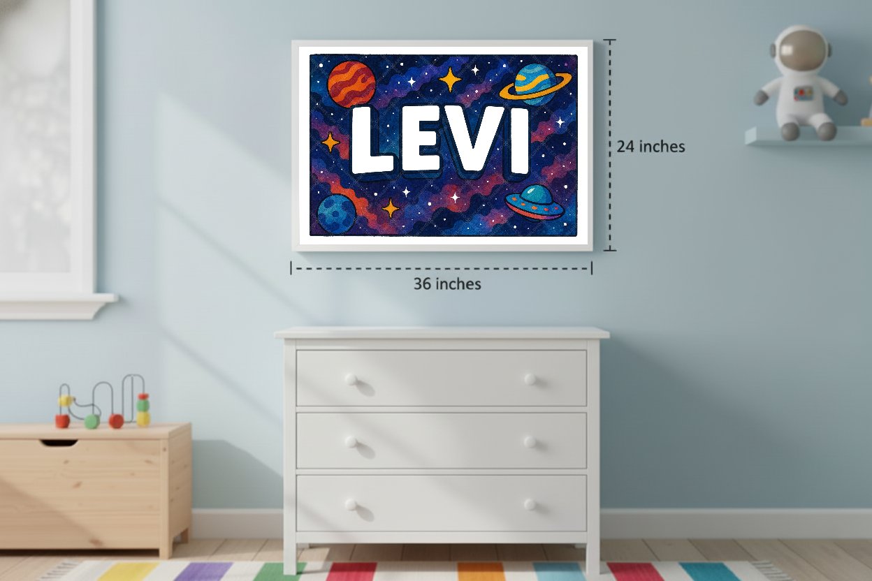 Personalized space name art for Levi