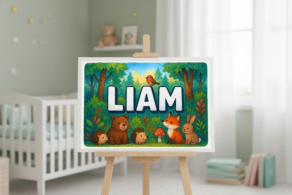Liam’s Personalized Forest Friends Art