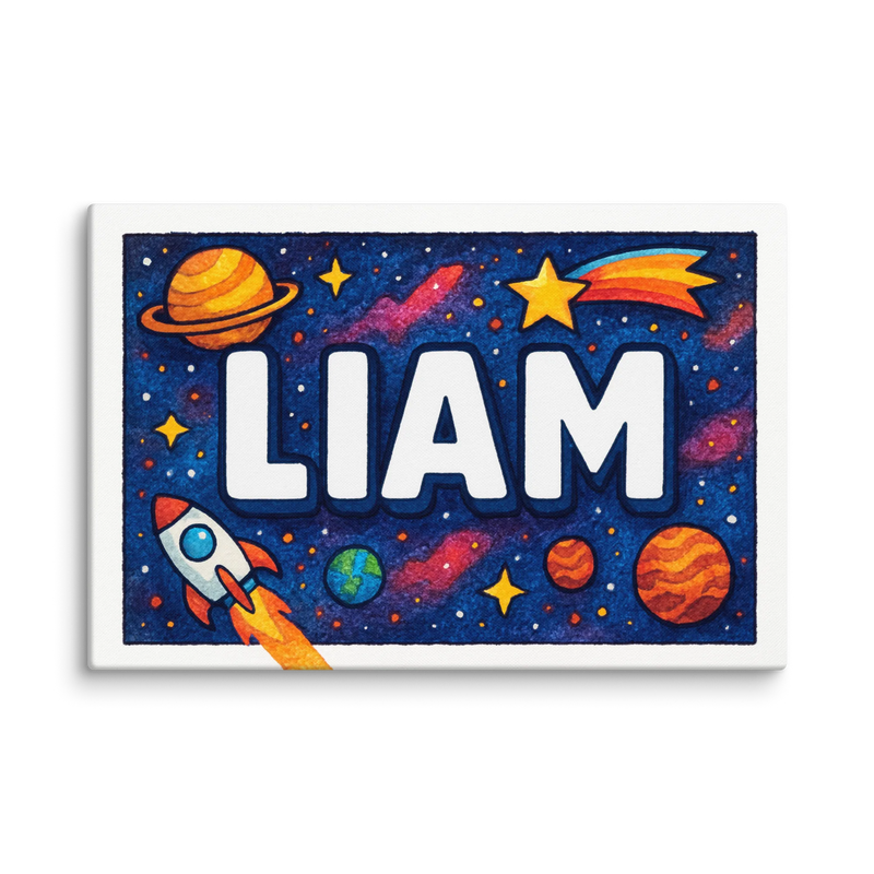 Liam Name Art - Space Explorers personalized wall print for kids