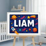 Liam Name Art - Space Explorers personalized wall print for kids