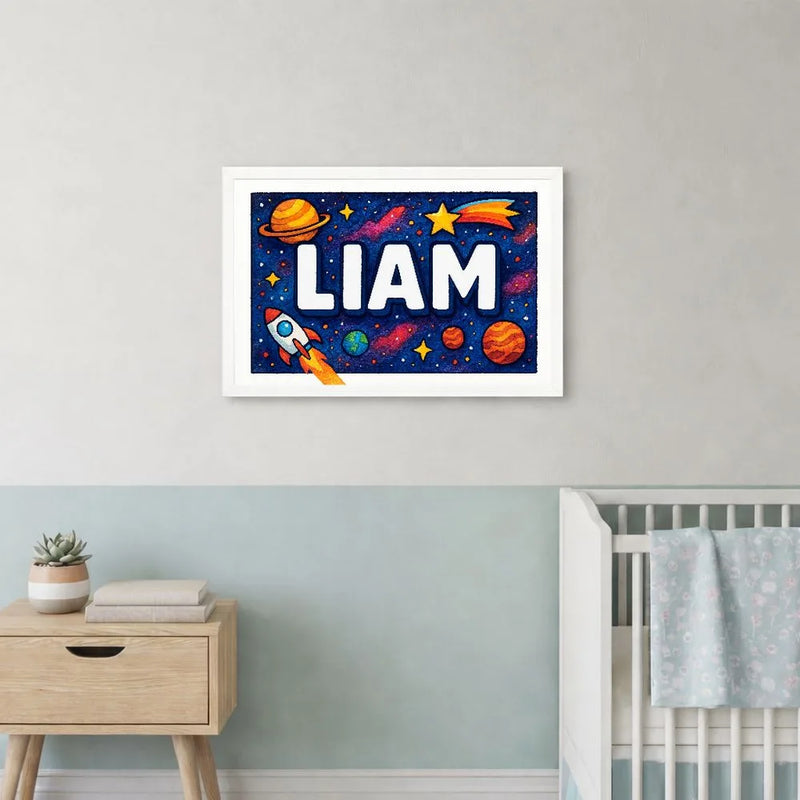 Liam Name Art - Space Explorers personalized wall print for kids