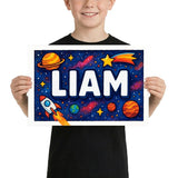 Liam Name Art - Space Explorers personalized wall print for kids