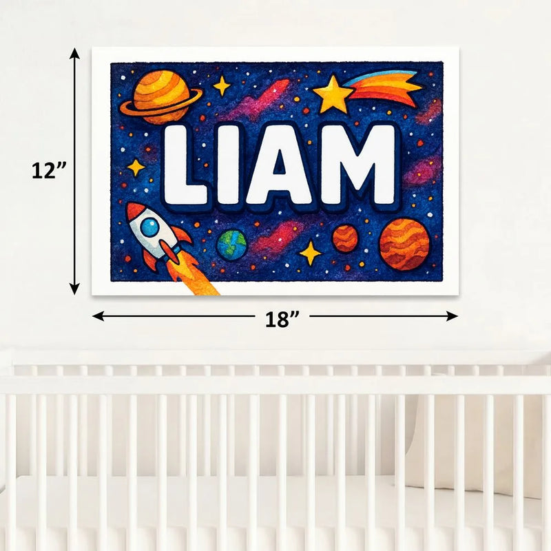 Liam Name Art - Space Explorers personalized wall print for kids