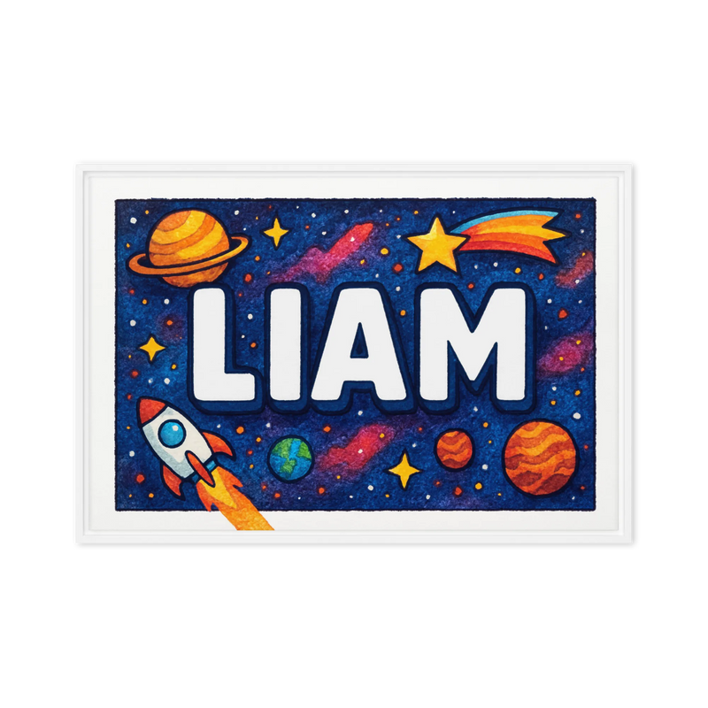 Liam Name Art - Space Explorers personalized wall print for kids