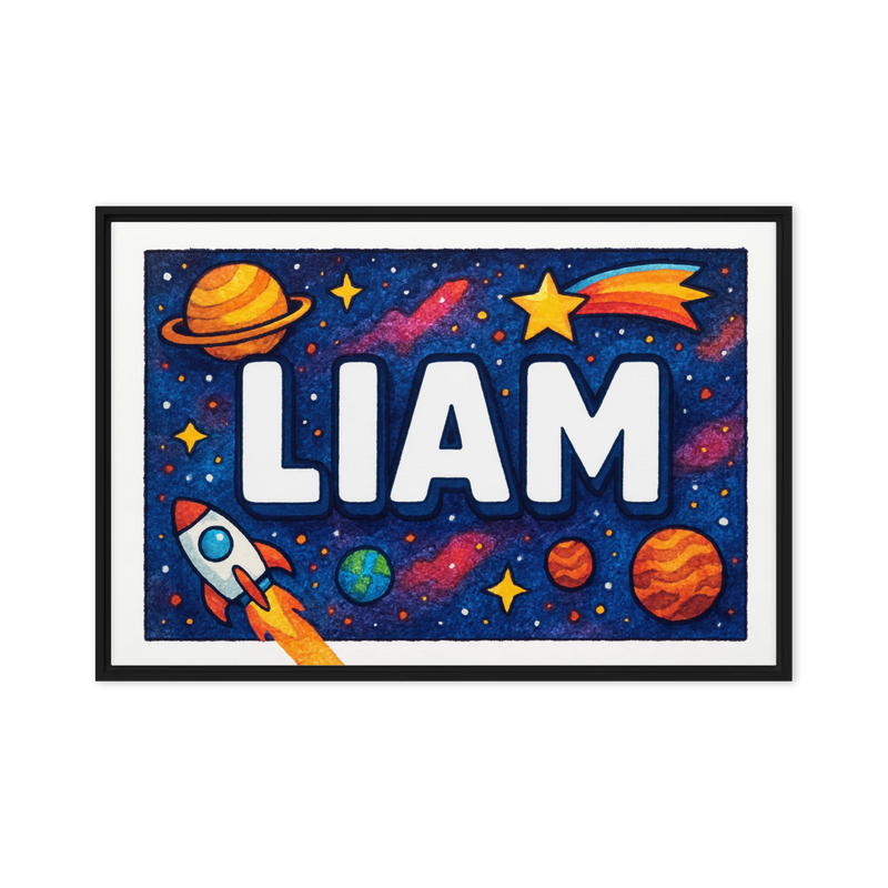Liam Name Art - Space Explorers personalized wall print for kids