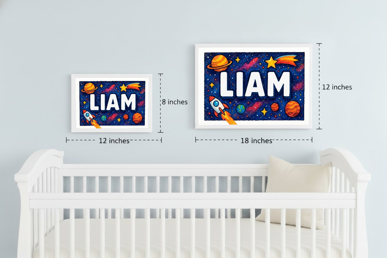 Personalized space name art for Liam