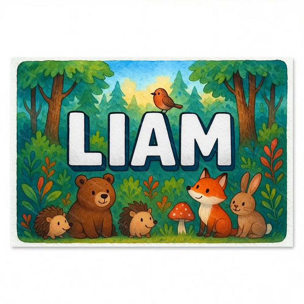 Liam Personalized Forest Friends Art