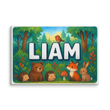 Liam Name Art - Forest Friends personalized wall print for kids
