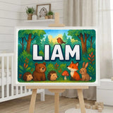 Liam Name Art - Forest Friends personalized wall print for kids