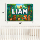 Liam Name Art - Forest Friends personalized wall print for kids