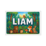 Liam Name Art - Forest Friends personalized wall print for kids