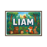 Liam Name Art - Forest Friends personalized wall print for kids