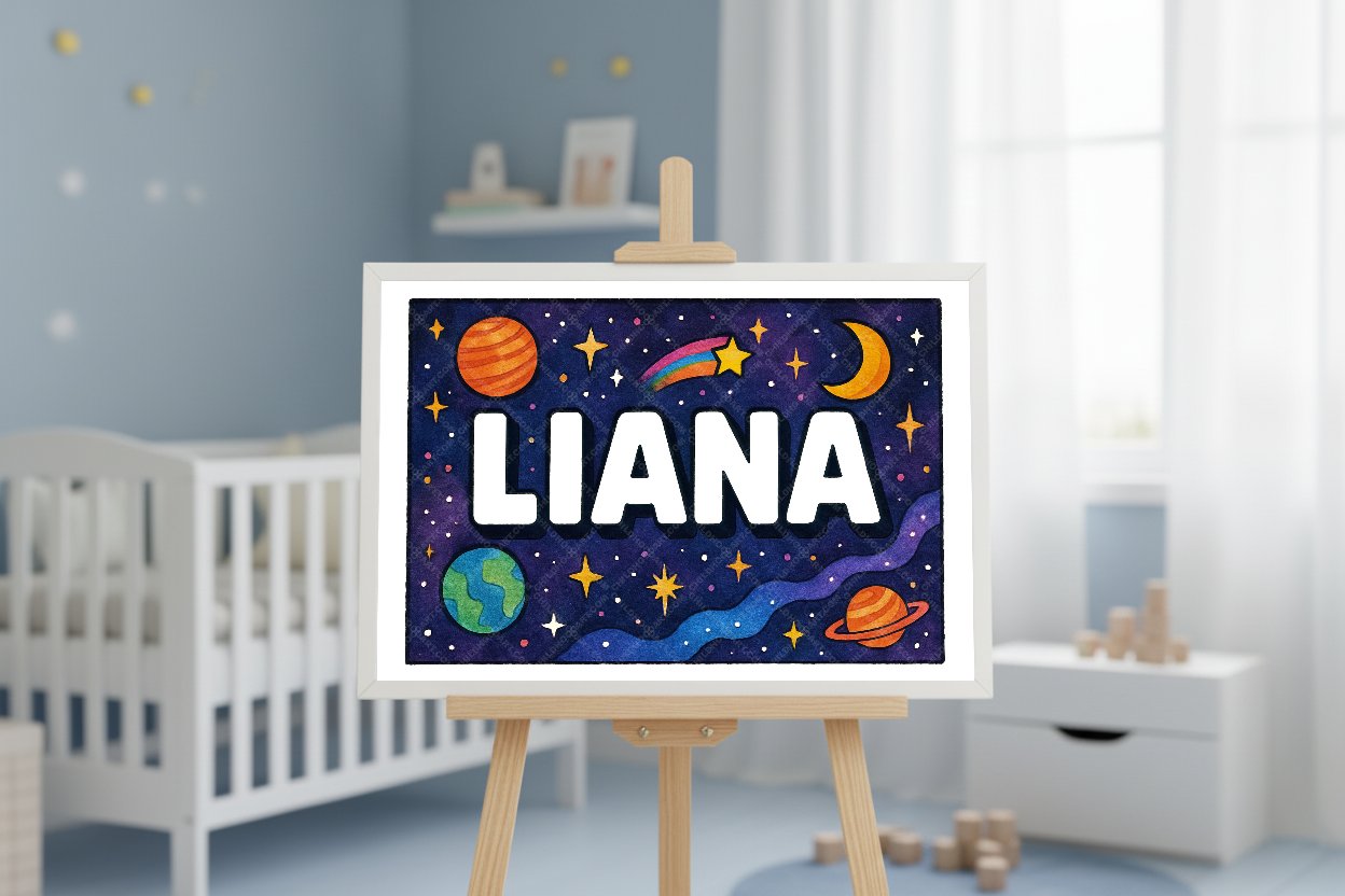 Personalized space name art for Liana