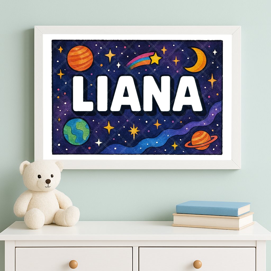 Personalized space name art for Liana
