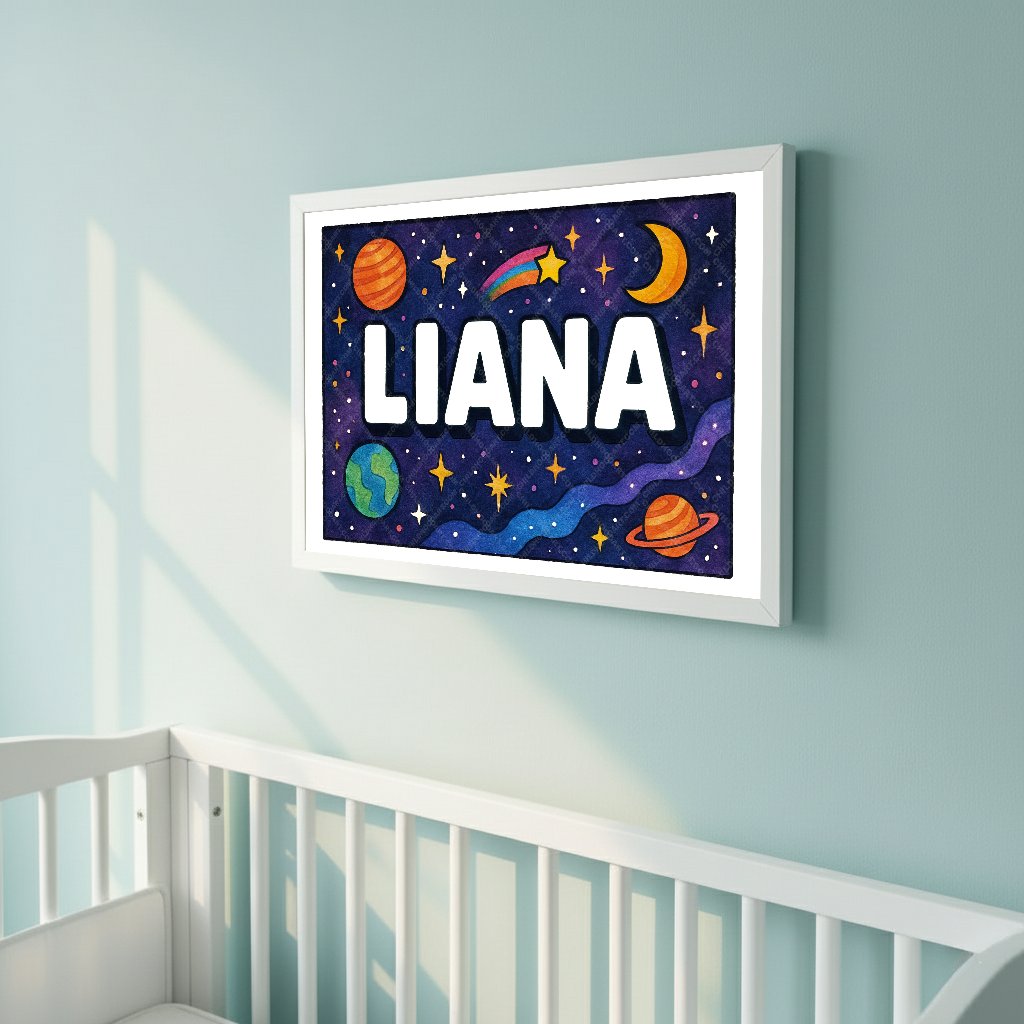 Personalized space name art for Liana