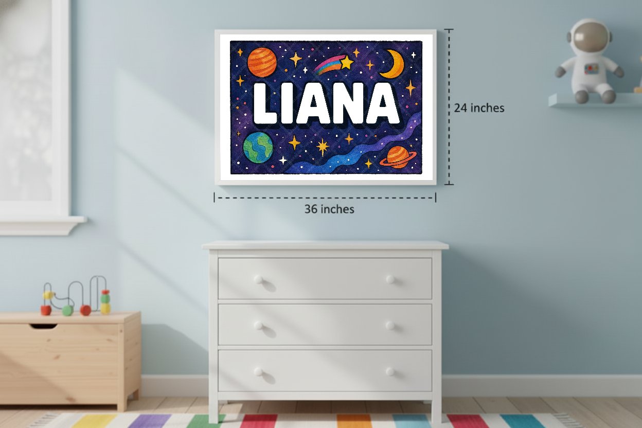 Personalized space name art for Liana