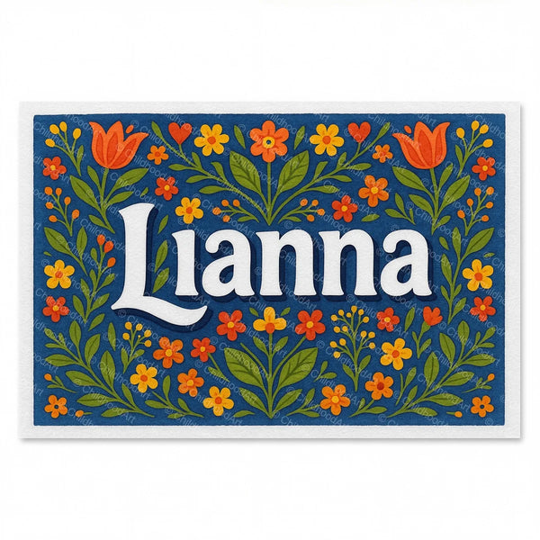 Lianna Floral Farmhouse Name Art