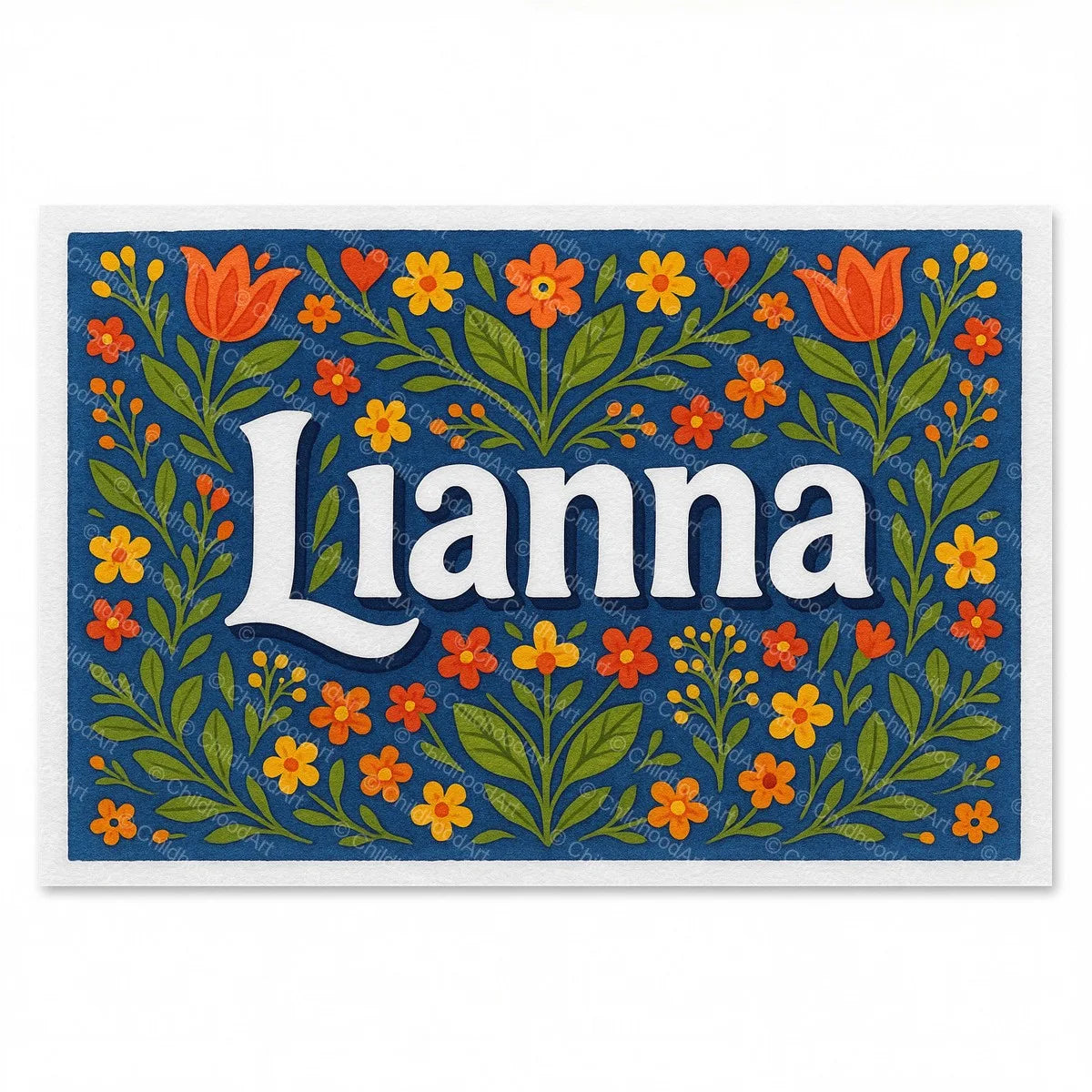 Lianna Floral Farmhouse Name Art - Full size image