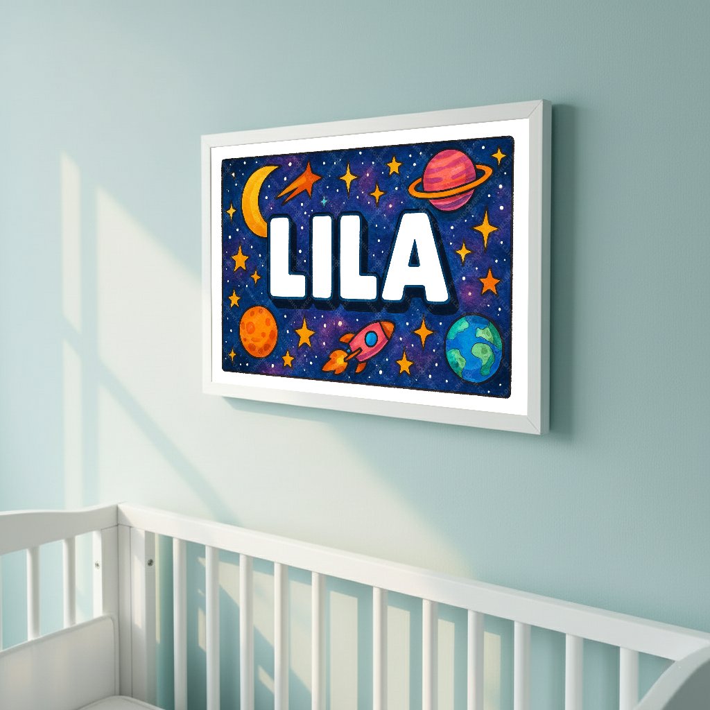 Personalized space name art for Lila