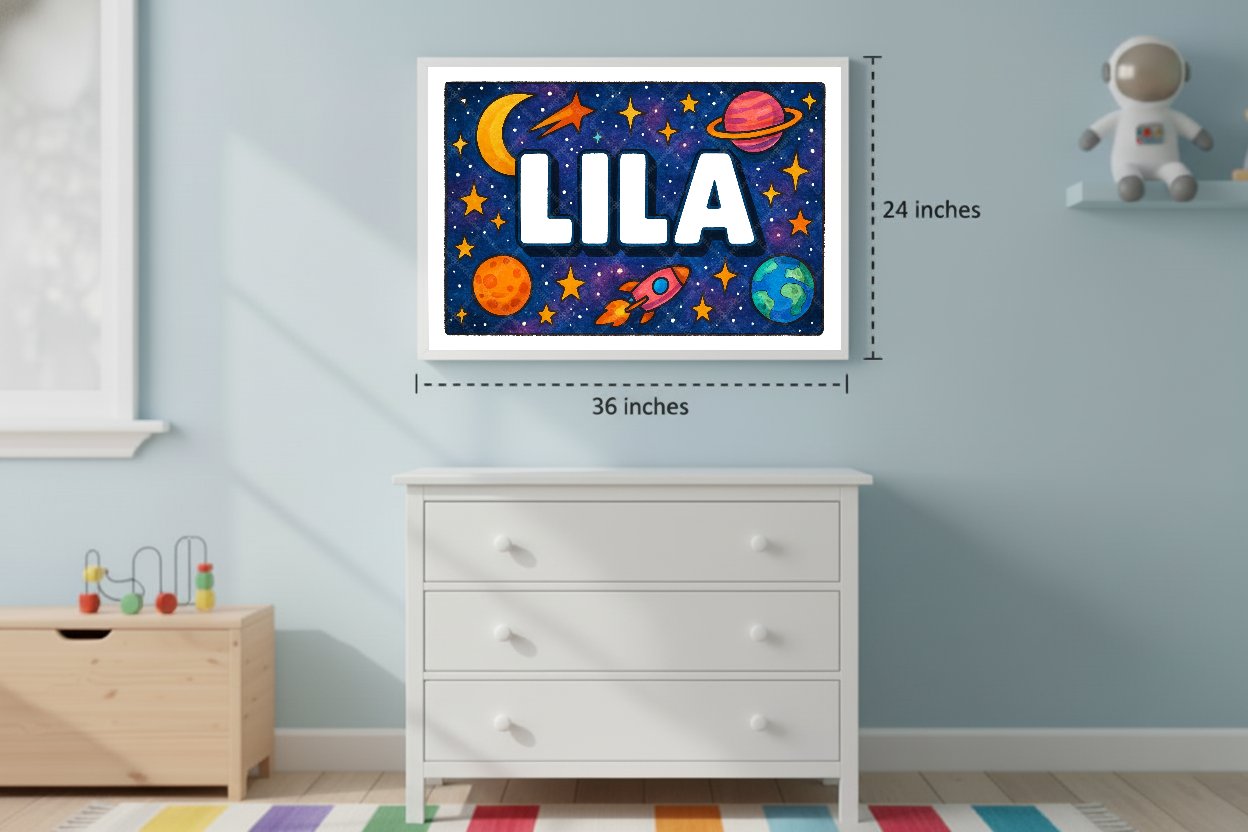 Personalized space name art for Lila