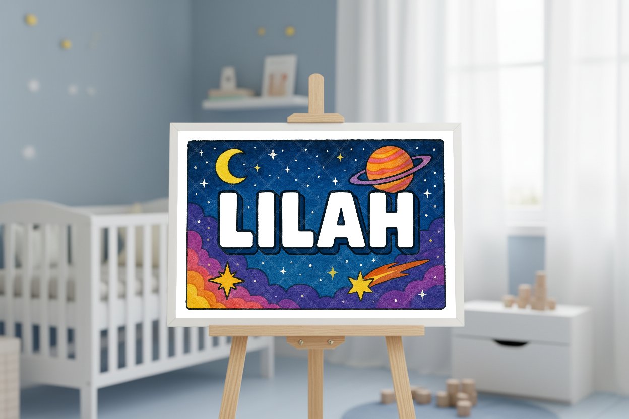 Personalized space name art for Lilah