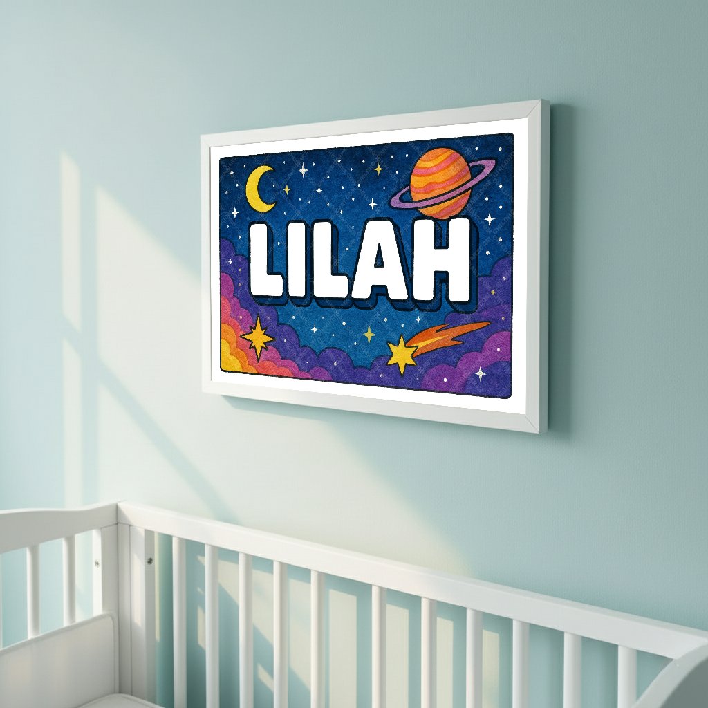 Personalized space name art for Lilah