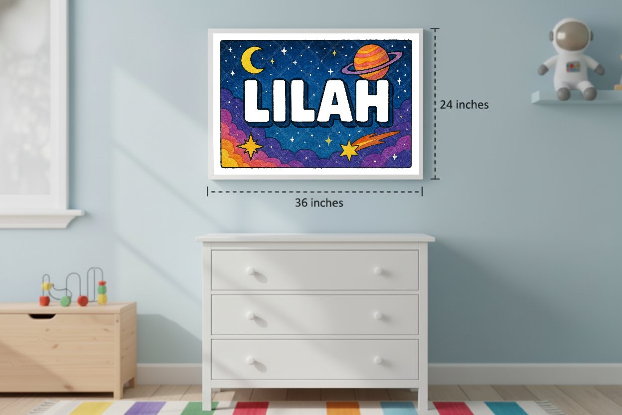 Personalized space name art for Lilah