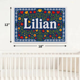 Lilian Name Art - Floral Farmhouse personalized wall print for kids