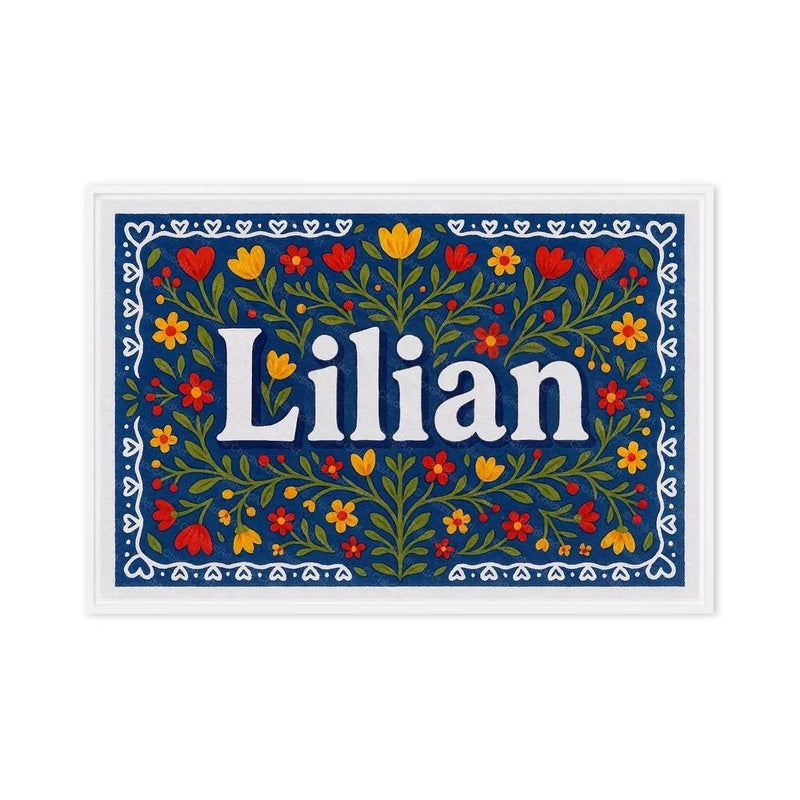 Lilian Name Art - Floral Farmhouse personalized wall print for kids