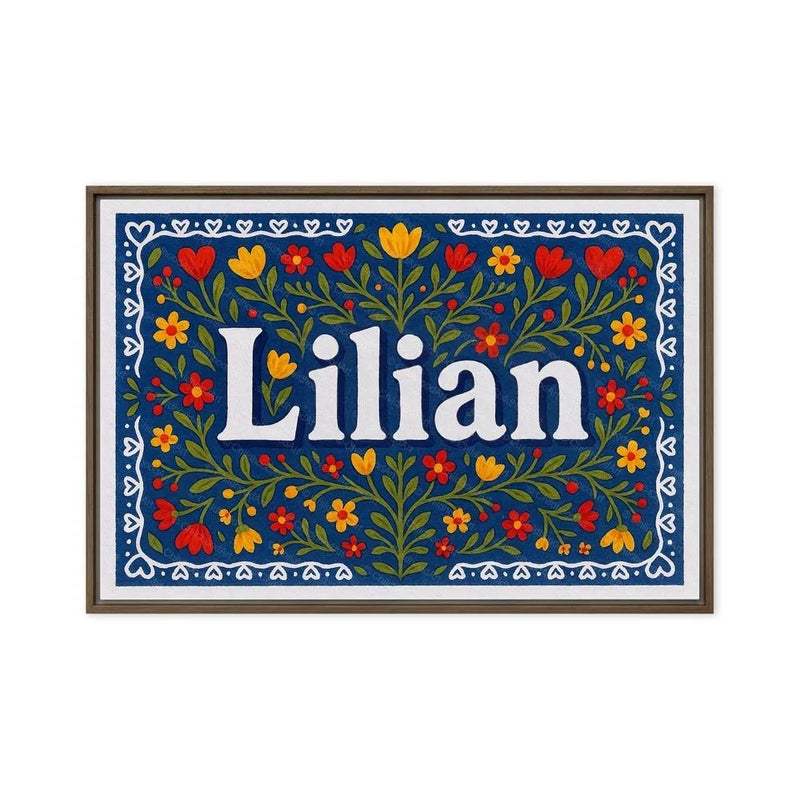 Lilian Name Art - Floral Farmhouse personalized wall print for kids