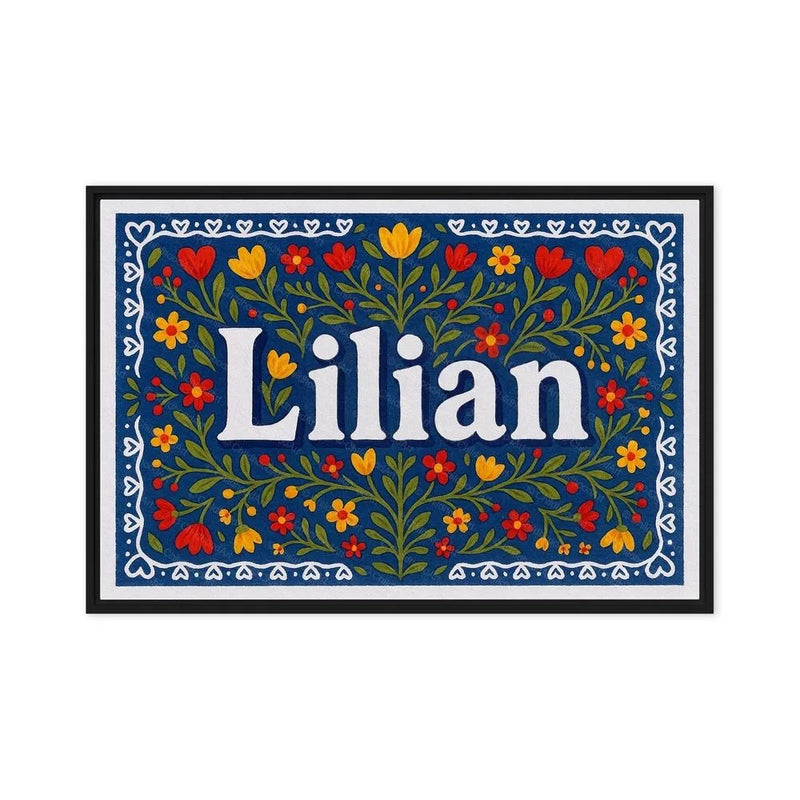 Lilian Name Art - Floral Farmhouse personalized wall print for kids