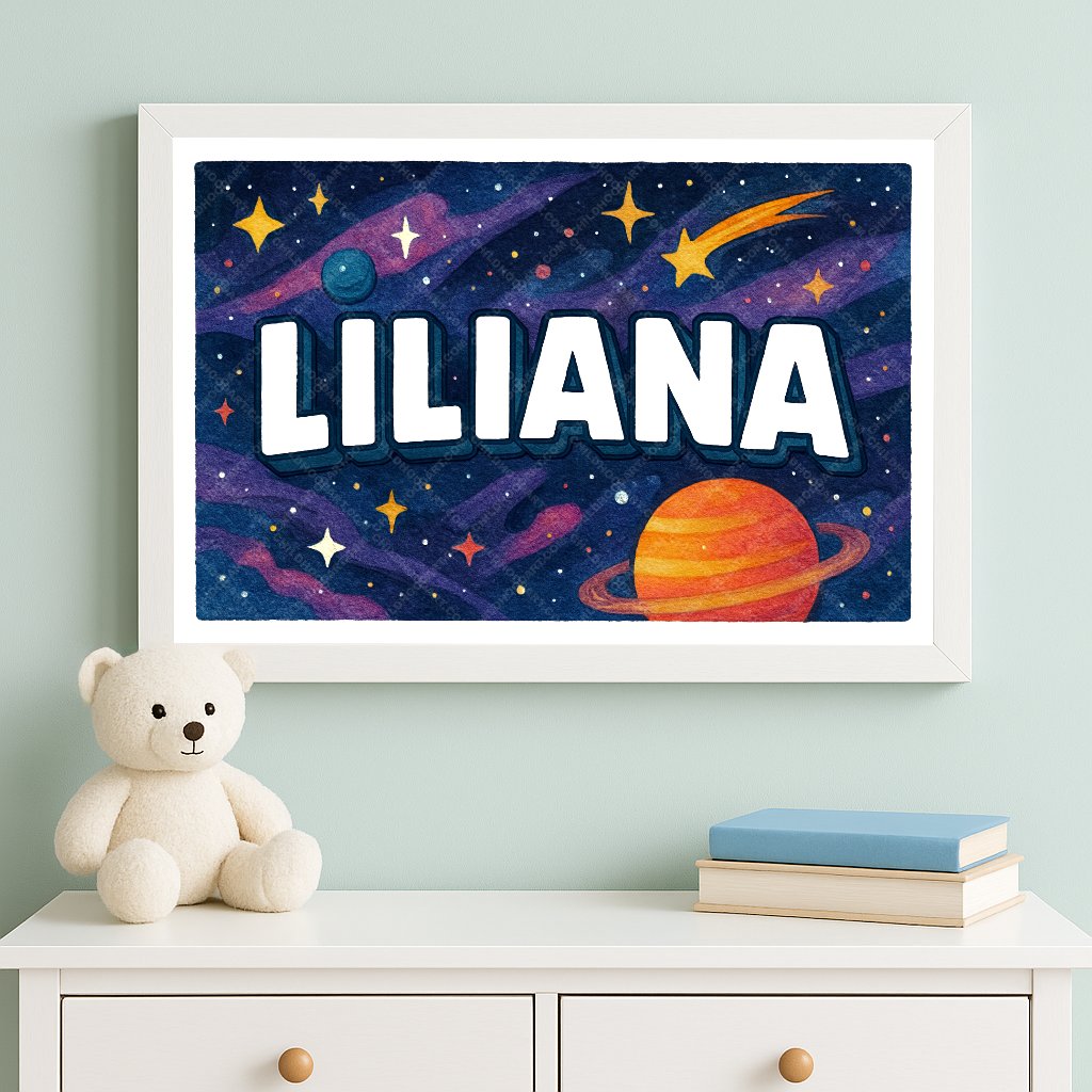 Personalized space name art for Liliana