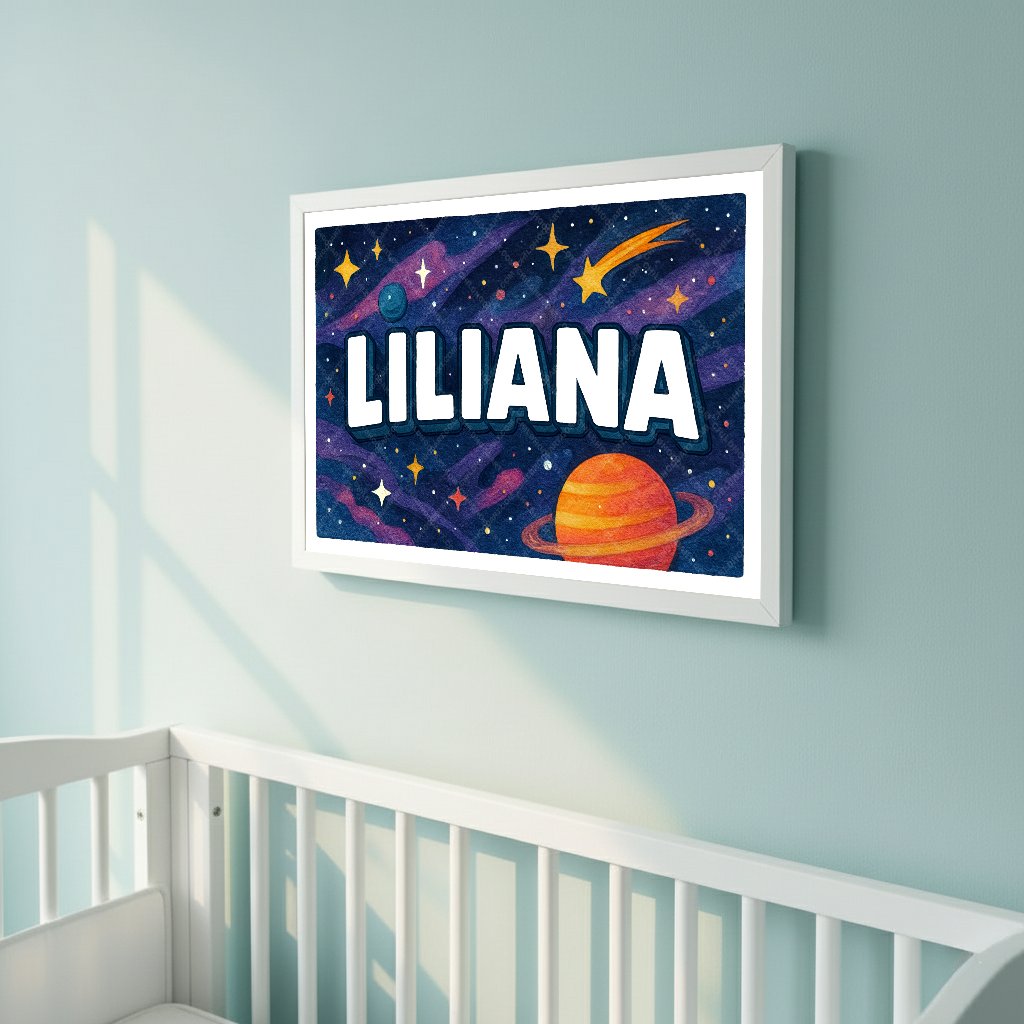 Personalized space name art for Liliana