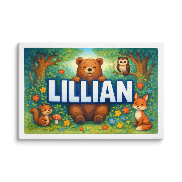 Lillian Name Art - Forest Friends Personalized Wall Art