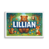 Lillian Name Art - Forest Friends personalized wall print for kids