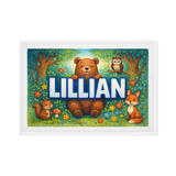 Lillian Name Art - Forest Friends personalized wall print for kids
