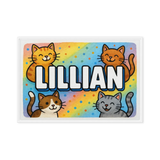 Lillian Name Art - Colorful Cats personalized wall print for kids