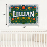 Lillian Name Art - Floral Farmhouse personalized wall print for kids