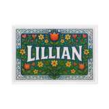 Lillian Name Art - Floral Farmhouse personalized wall print for kids
