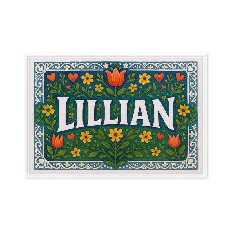 Lillian Name Art - Floral Farmhouse personalized wall print for kids