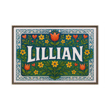 Lillian Name Art - Floral Farmhouse personalized wall print for kids