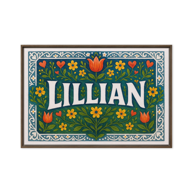 Lillian Name Art - Floral Farmhouse personalized wall print for kids