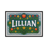 Lillian Name Art - Floral Farmhouse personalized wall print for kids