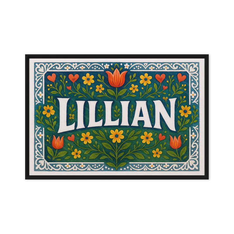 Lillian Name Art - Floral Farmhouse personalized wall print for kids