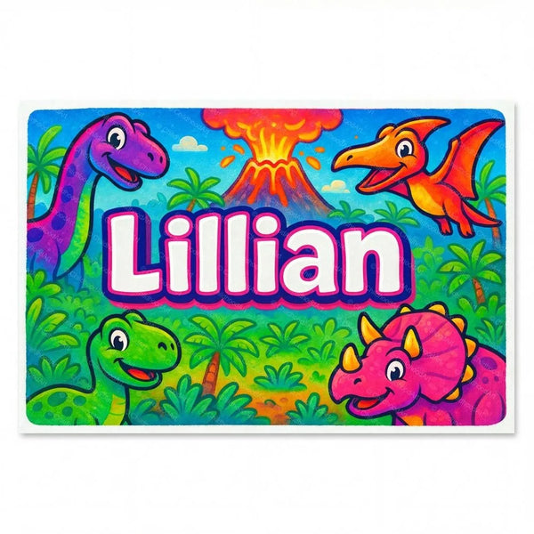 Lillian Name Art - Dinosaur Adventure Personalized Wall Art