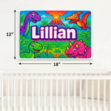 Lillian Name Art - Dinosaur Adventure personalized wall print for kids