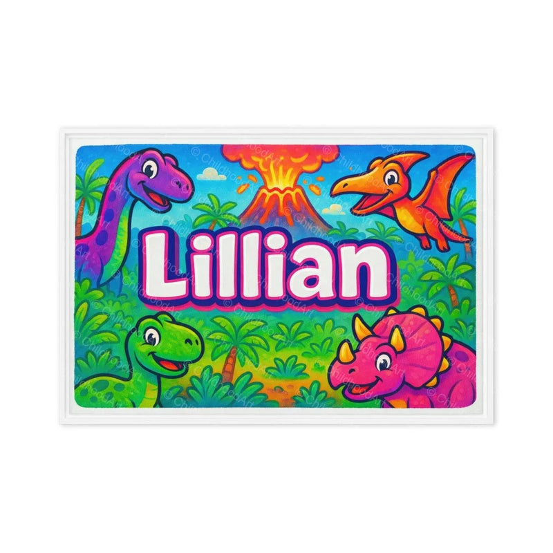 Lillian Name Art - Dinosaur Adventure personalized wall print for kids