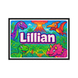 Lillian Name Art - Dinosaur Adventure personalized wall print for kids