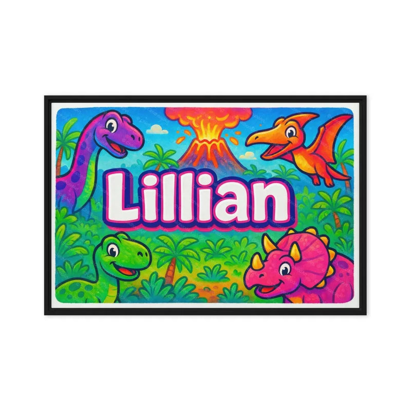 Lillian Name Art - Dinosaur Adventure personalized wall print for kids